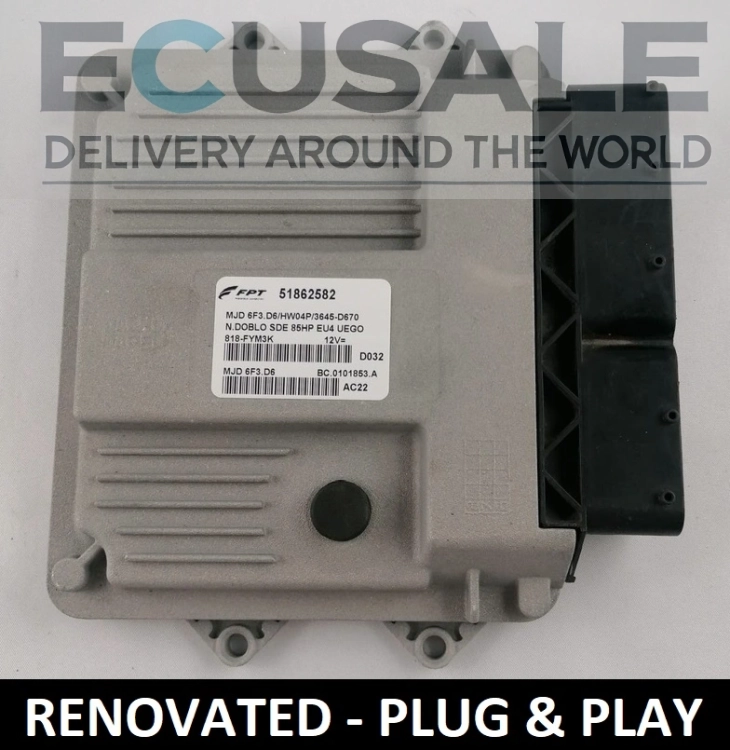 Centralina motore rinnovato FIAT 51862582 MJD6F3.D6 HW04P – vista dell’unità Bosch, pronta per l’installazione