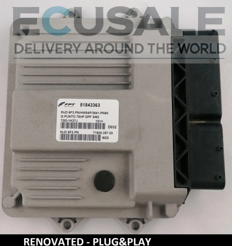Centralita de motor para FIAT Grande Punto 51843363 MJD6F3.PN VIRGEN – conecta y conduce