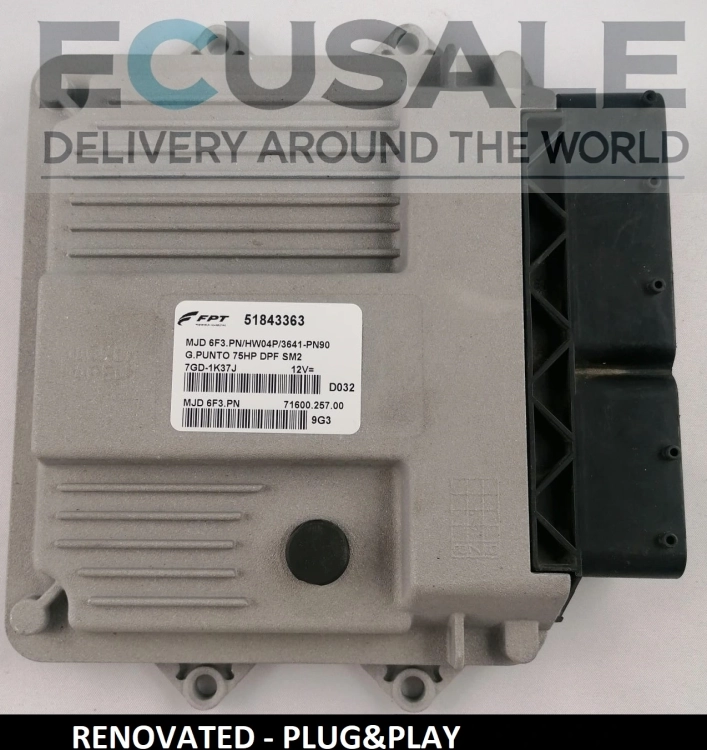 Centralina do motor para FIAT Grande Punto 51843363 MJD6F3.PN VIRGEM – liga e conduz