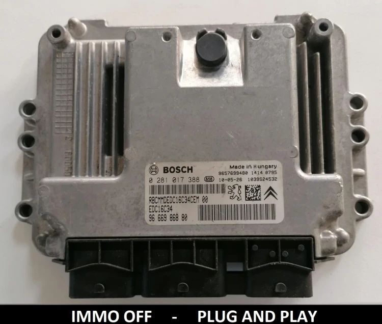 0281017388 9666986880 centralita de motor Bosch EDC16C34 Peugeot Citroën 1.4 / 1.6 HDi IMMO OFF