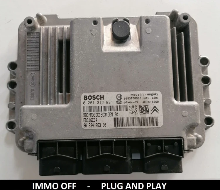 0281012981 9663476380 Motorsteuergerät Bosch EDC16C34 Peugeot Citroën 1.4 / 1.6 HDi IMMO OFF