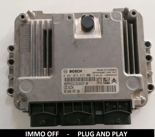 0281013872 9664843780 centralina motore Bosch EDC16C34 Peugeot Citroën 1.4 / 1.6 HDi IMMO OFF