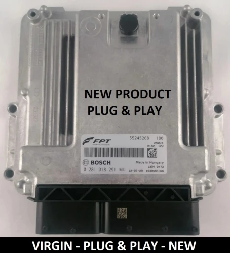 Centralina motore Fiat Ducato 3.0 55245268 Bosch 0281018291 Virgin Plug &amp; Play – Involucro, etichetta e connettori del modulo